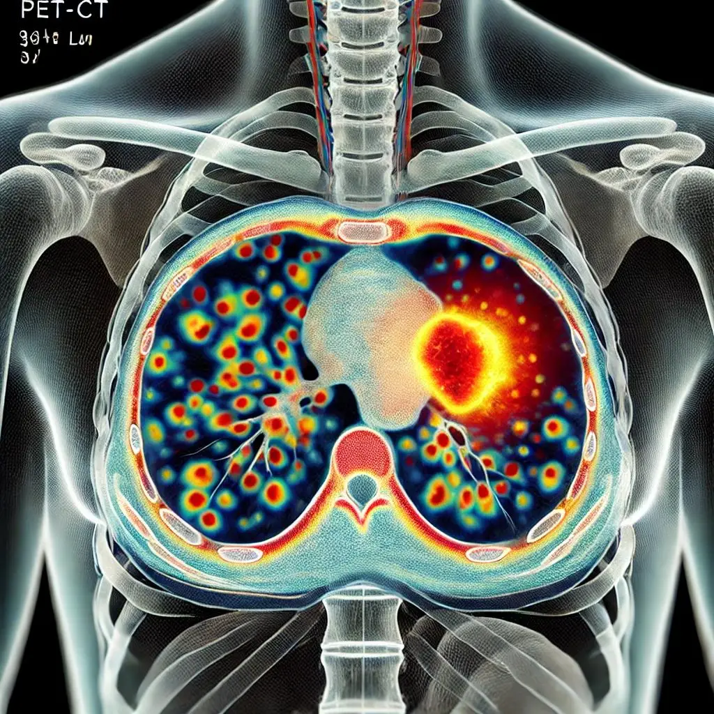 PET-CT showing activity in a right lung nodule